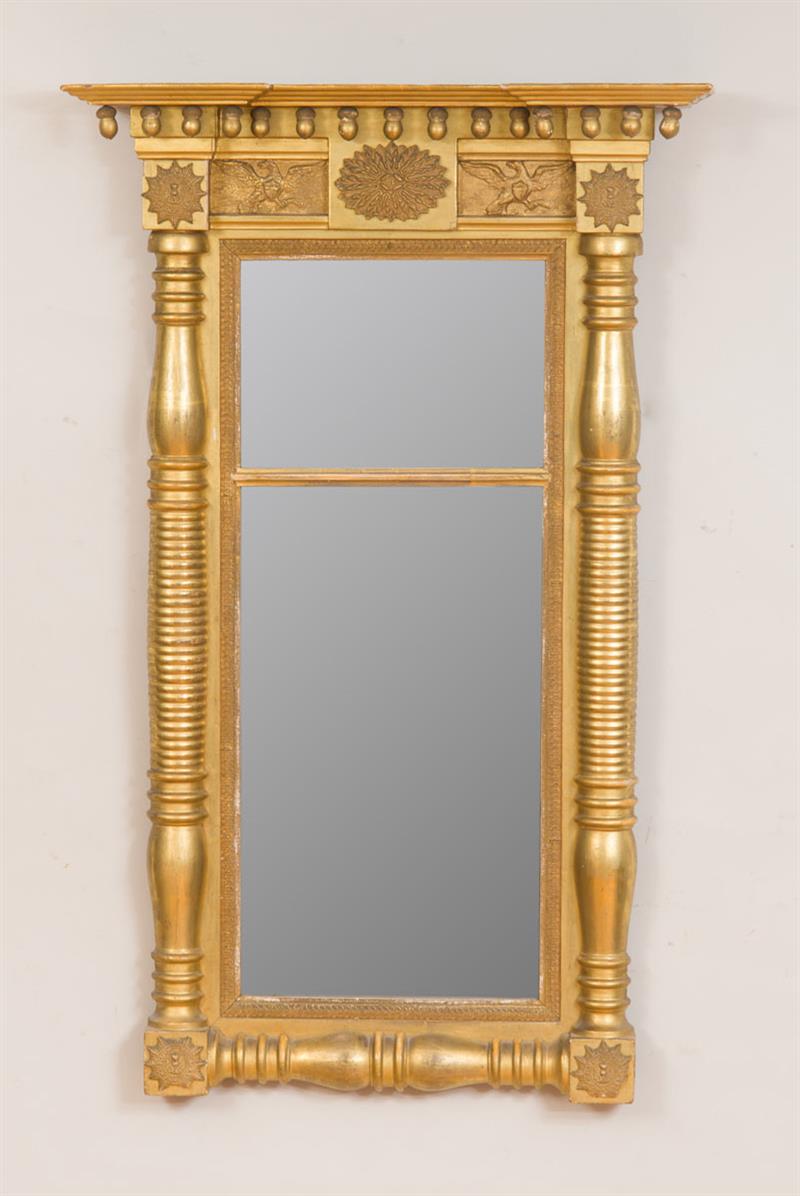 Appraisal: FEDERAL CARVED GILTWOOD TWO-PLATE PIER MIRROR x x in Estimate