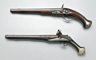 Appraisal: Two flintlock pistols one with - in barrel extensive hallmarks