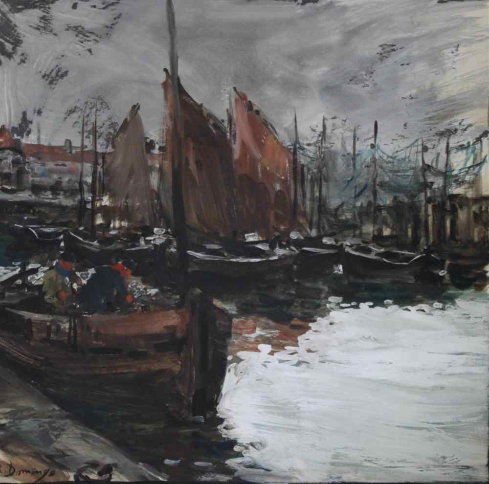 Appraisal: ROBERTO DOMINGO FALLOLA SPANISH - HARBOR IN A FISHING VILLAGE