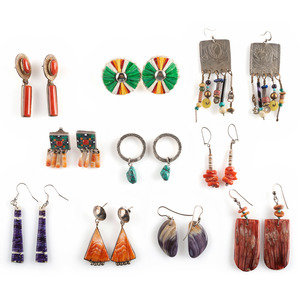 Appraisal: Southwestern and Plains Colorful Hook and Post Earrings second half