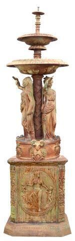 Appraisal: Large patinated cast iron fountain The Three Graces modeled after