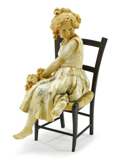 Appraisal: Italian alabaster and bronze figure of a girl early th