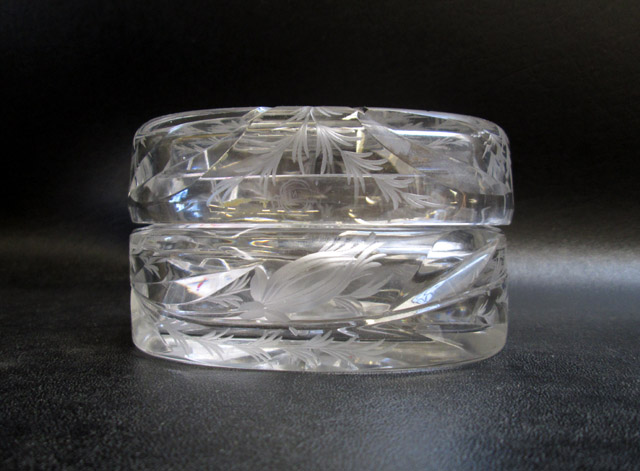 Appraisal: HAWKES CUT CRYSTAL OVAL DRESSER BOX with acid etched and