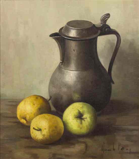 Appraisal: Henk Bos Dutch - Still Life with Pitcher and Apples