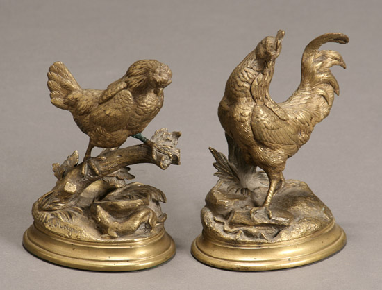 Appraisal: Pair of French Ormolu Figures of a Cock and a