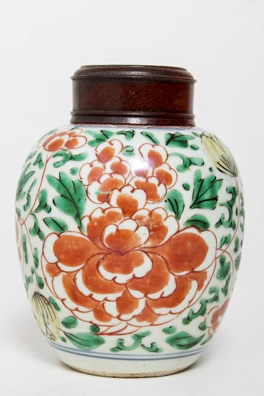 Appraisal: Chinese Doucai Porcelain Ginger Jar Chinese doucai or famille verte