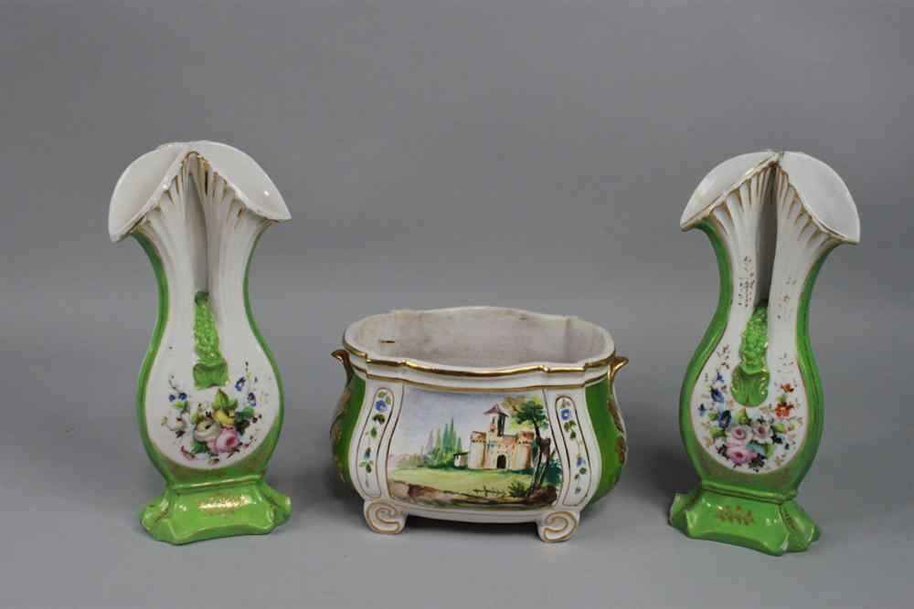 Appraisal: AN ITALIAN BULB POT AND TWO BOHEMIAN VASES The first