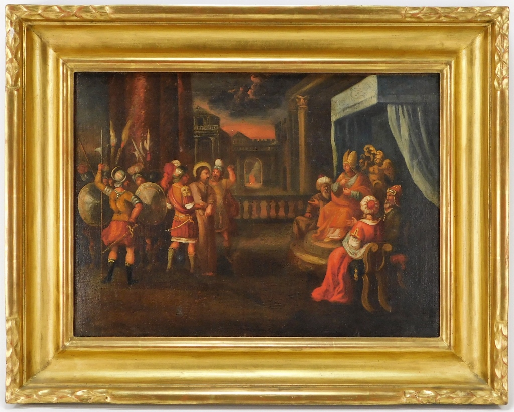 Appraisal: OLD MASTER'S CHRIST BEFORE PONTIUS PILATE PAINTING Europe th Century