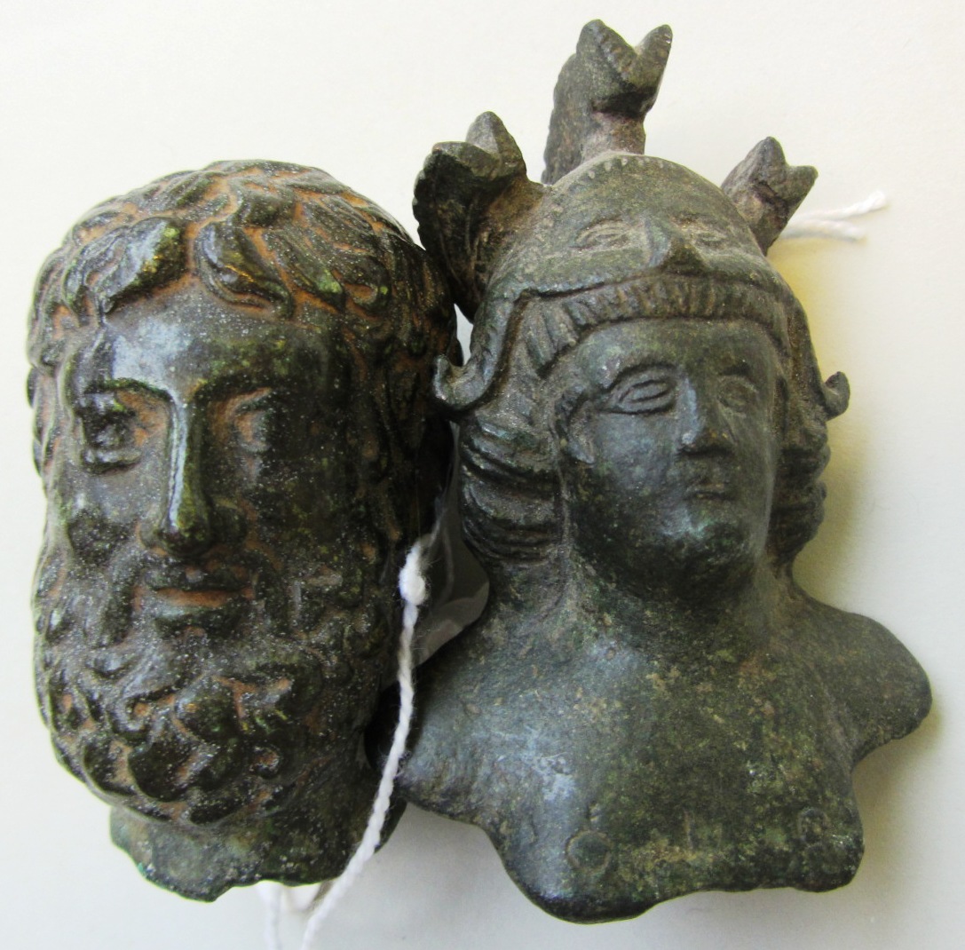 Appraisal: Two Roman bronze heads one hollow of a bearded man