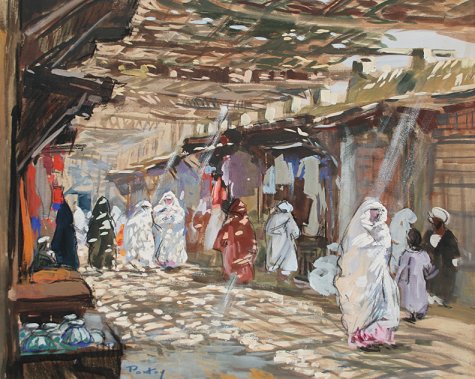 Appraisal: PONTOY Henri Jean French - Orientalist Market Scene Gouache ''