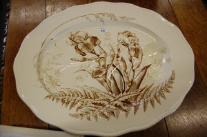 Appraisal: Victorian Brown-Westhead Moore Co oval meat dish with gravy well