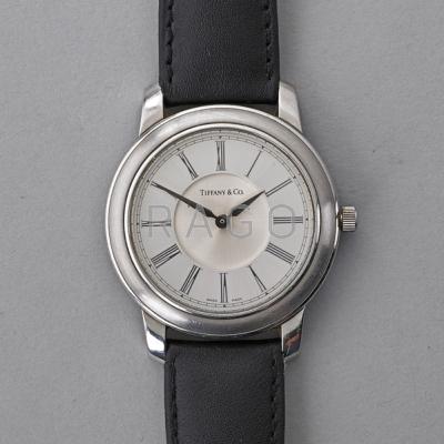 Appraisal: GENTLEMAN S TIFFANY CO WRISTWATCH Stainless steel Swiss quartz movement