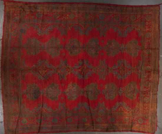 Appraisal: Antique Oushak carpet Turkey circa x Estimate - Slight wear