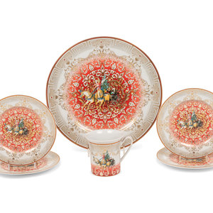 Appraisal: A Group of Versace Christmas Chariot Porcelain Table Articles Manufactured