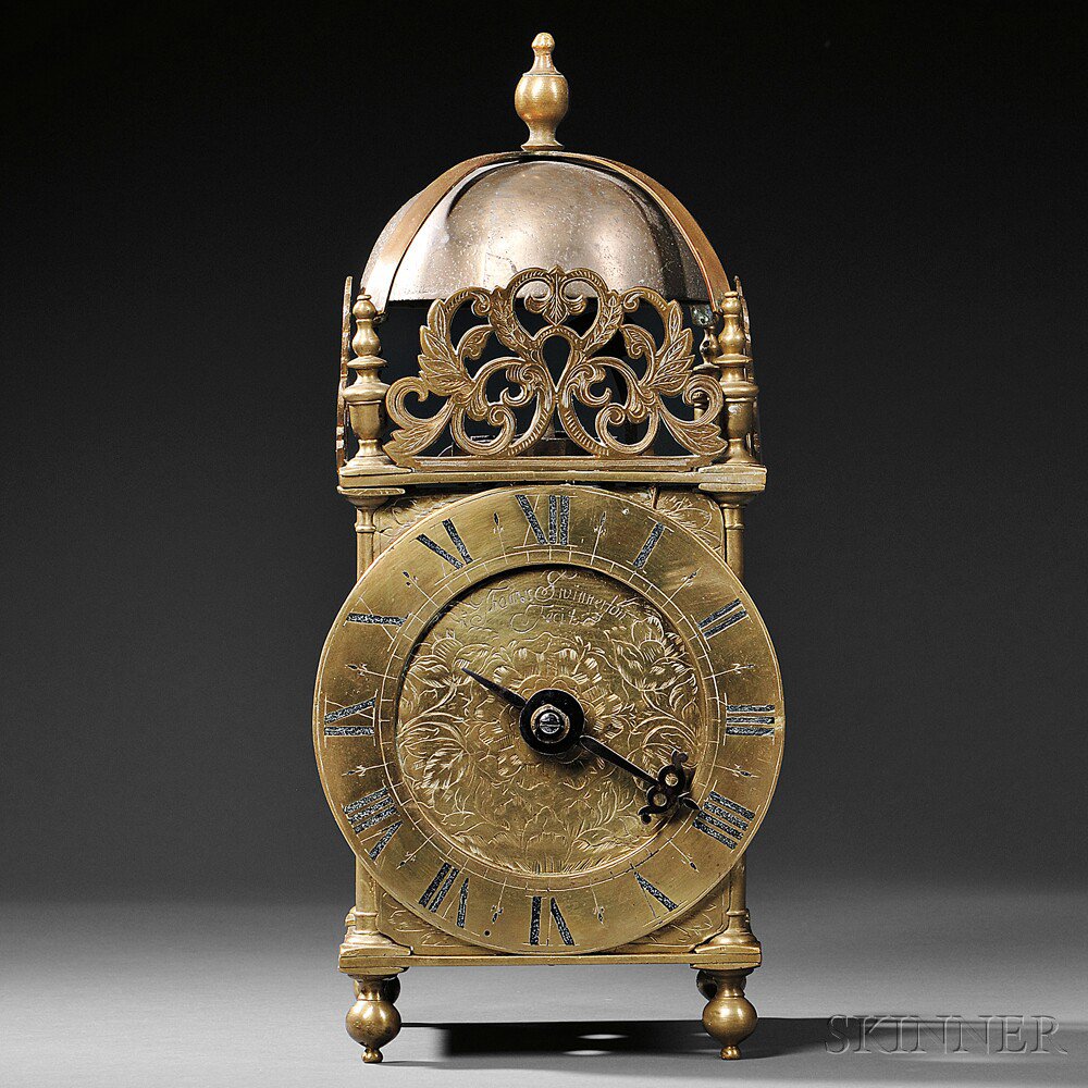 Appraisal: Thomas Swinnerton Lantern Clock Newcastle-under-Lyme England c brass case with