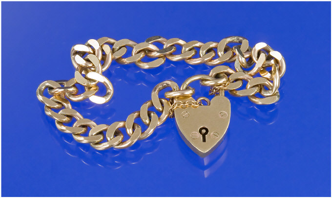 Appraisal: ct Gold Curb Bracelet With Padlock Fastener Length Inches Weight