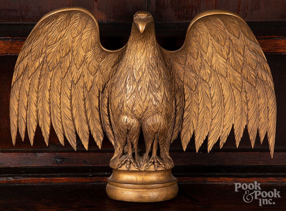 Appraisal: Carved and gilded eagle mid th c Carved and gilded