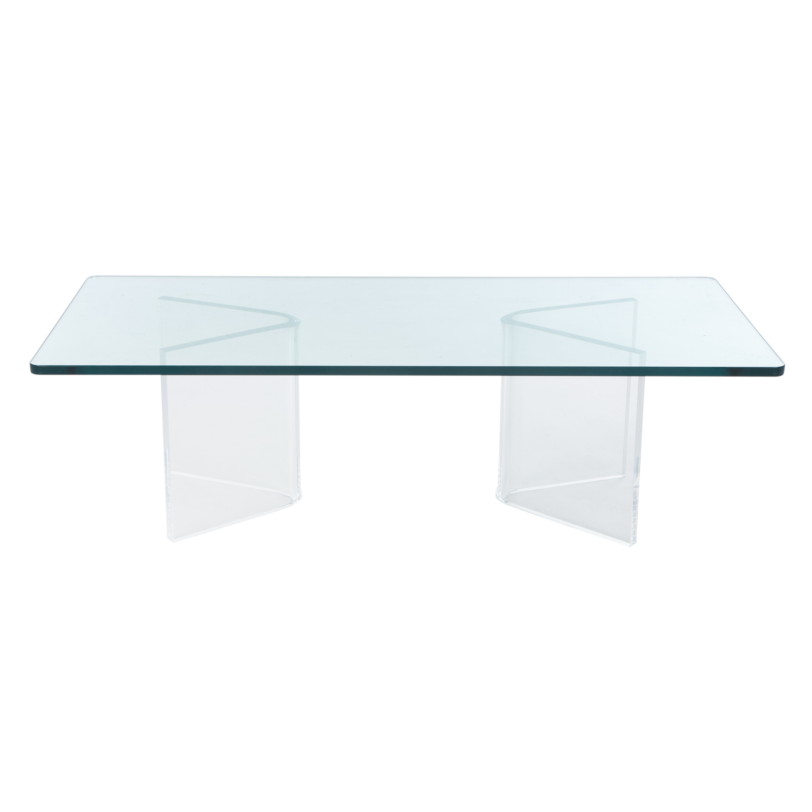 Appraisal: CONTEMPORARY GLASS TOP COFFEE TABLE ON LUCITE BASE Three piece