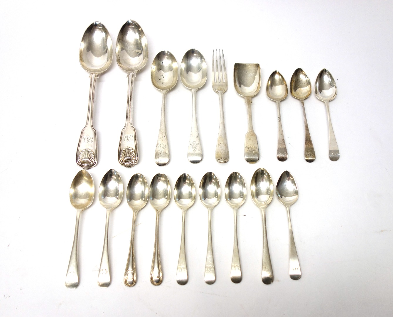 Appraisal: Silver table flatware comprising a pair of Victorian double struck