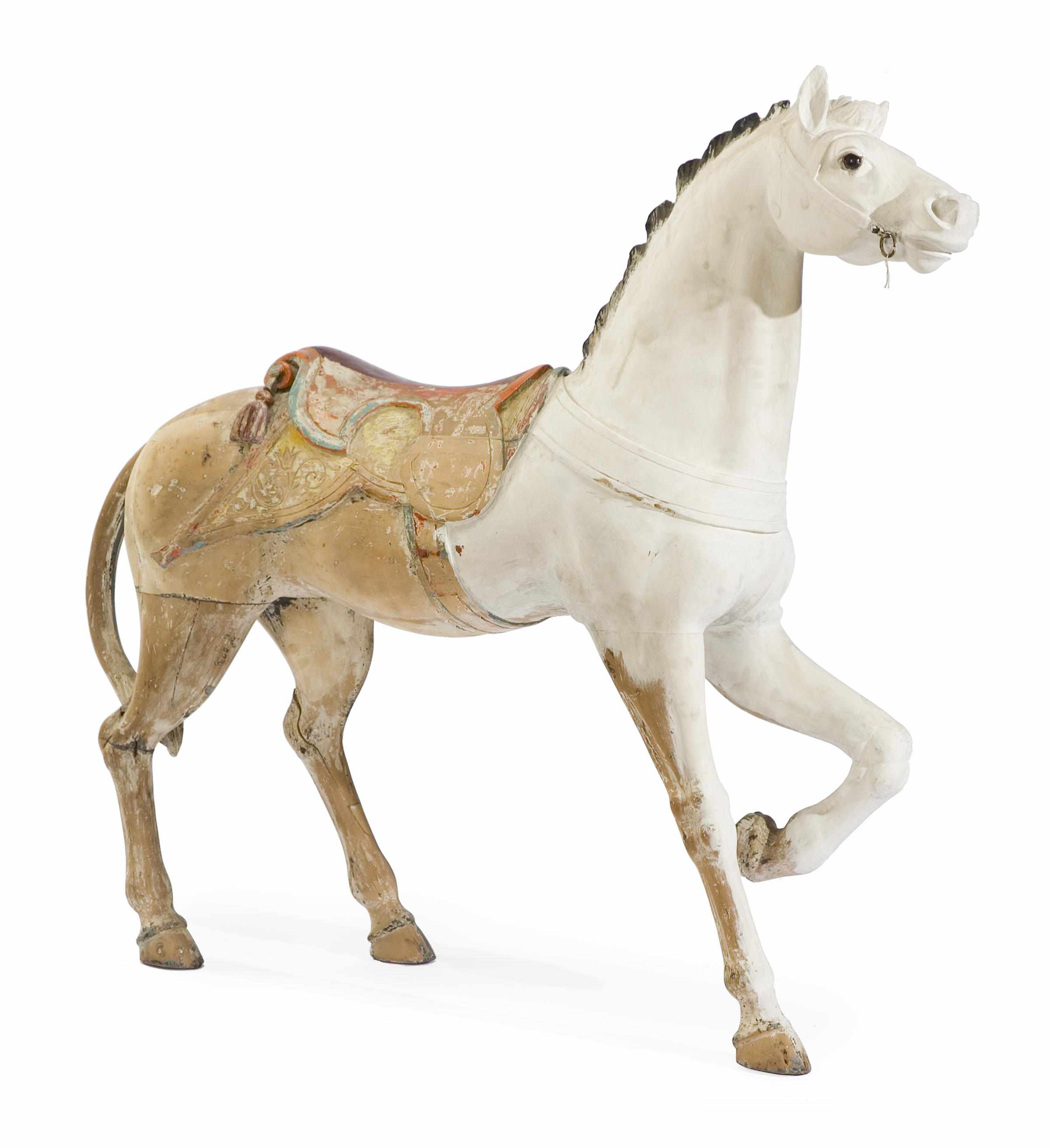 Appraisal: A Fine carved and painted carousel zebra E Joy Morris