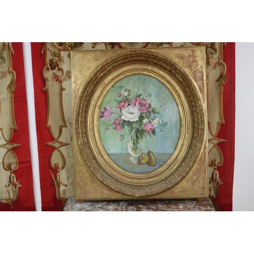 Appraisal: Antique French still life in fine gilt frame frame approx