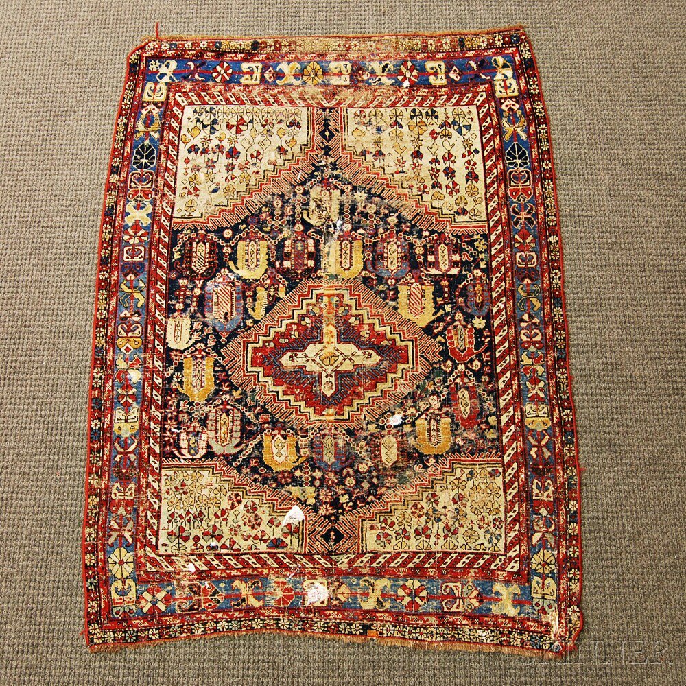 Appraisal: South Caucasian Rug late th early th century wear throughout