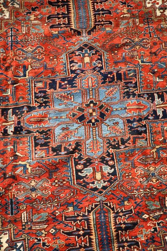 Appraisal: ORIENTAL RUG Room size Heriz ca s Ivory ground and