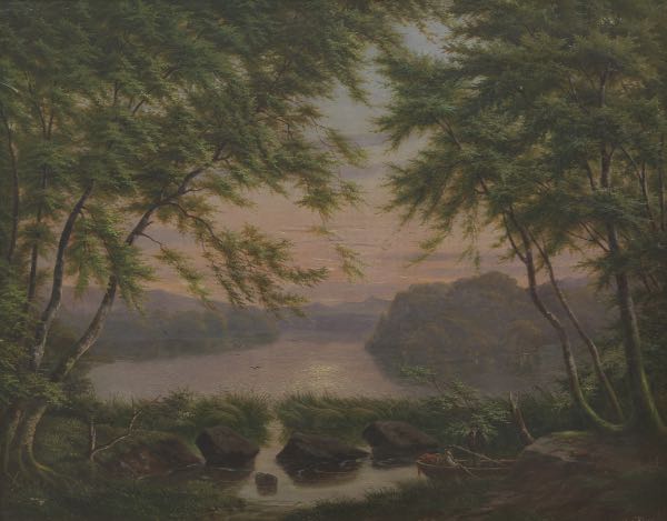 Appraisal: AMERICAN SCHOOL TH CENTURY x Landscape over a lake Oil