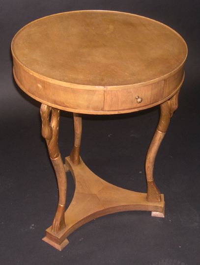 Appraisal: Empire-Style Giltwood Occasional Table the circular top raised on three