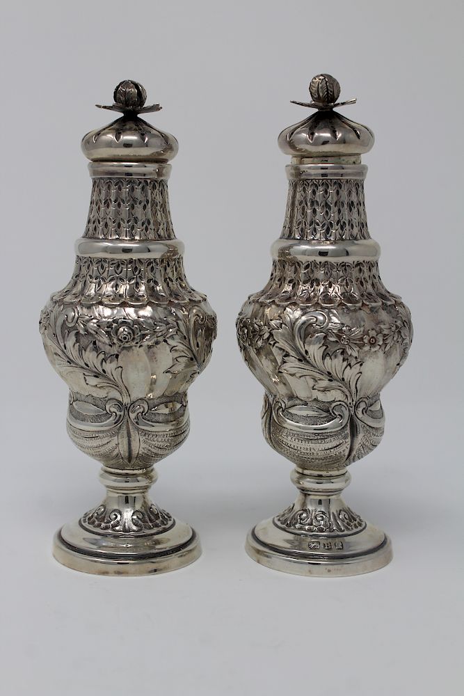 Appraisal: th C British Sterling Salt Pepper Shakers th C British