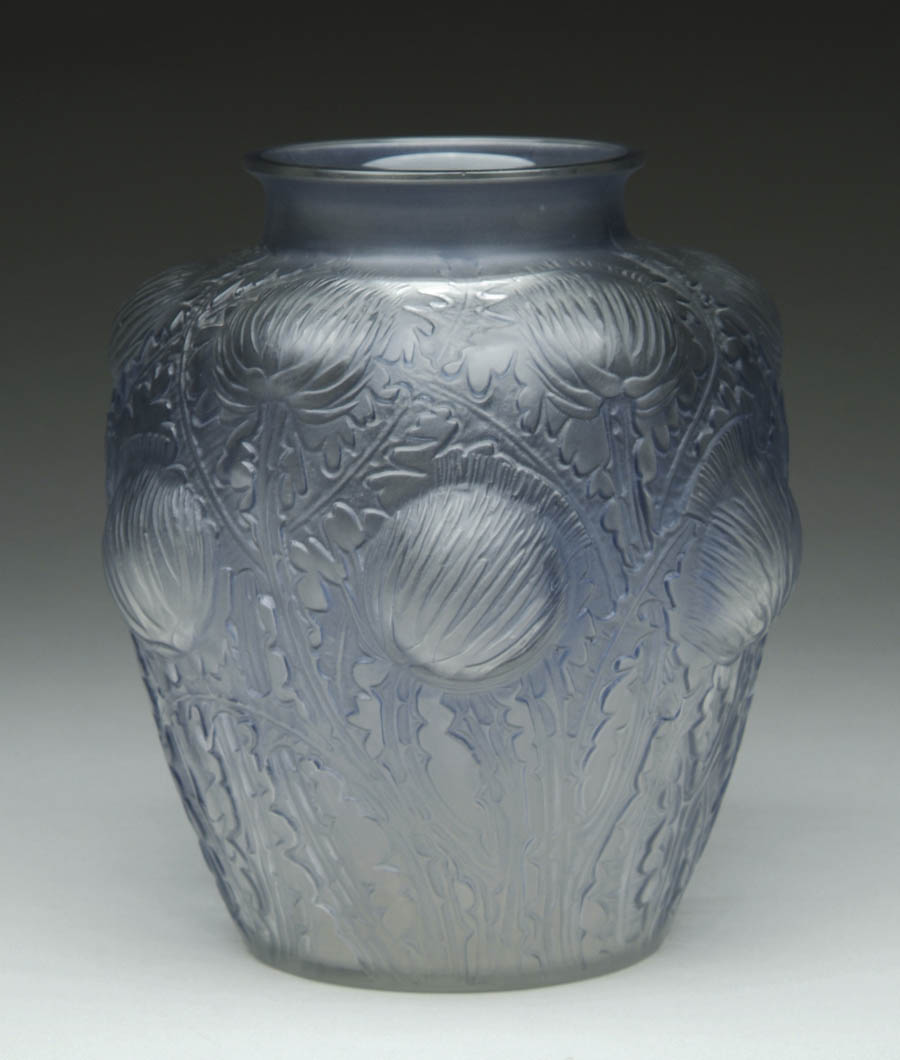 Appraisal: LALIQUE DOMREMY VASE Nice Lalique vase has allover impressed thistle