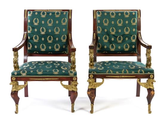 Appraisal: Sale Lot A Pair of Empire Style Gilt Bronze Mounted