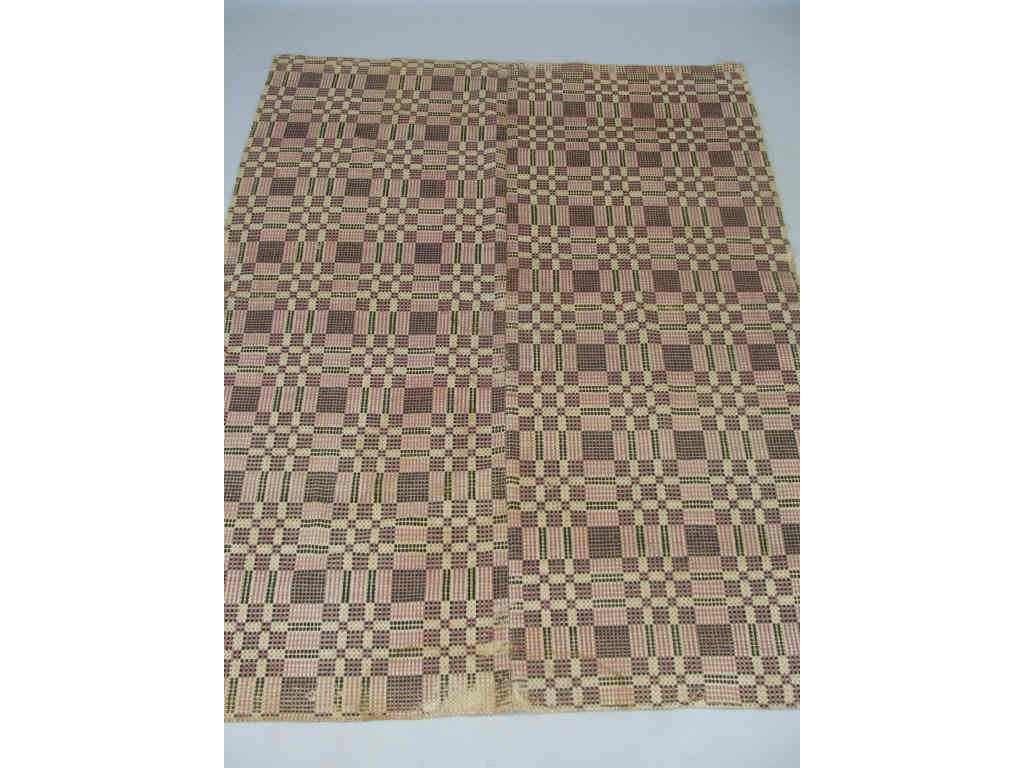 Appraisal: North Carolina Coverlet th c two part overshot coverlet woven