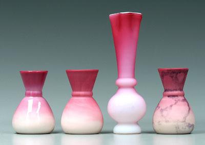 Appraisal: Four small peachblow vases one with fluted top satin finish