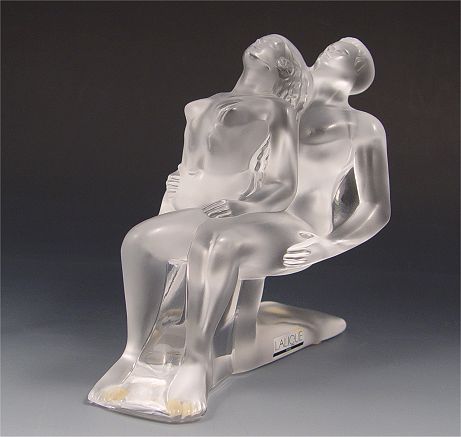 Appraisal: LALIQUE FRENCH CRYSTAL LOVERS Nude man and woman each on