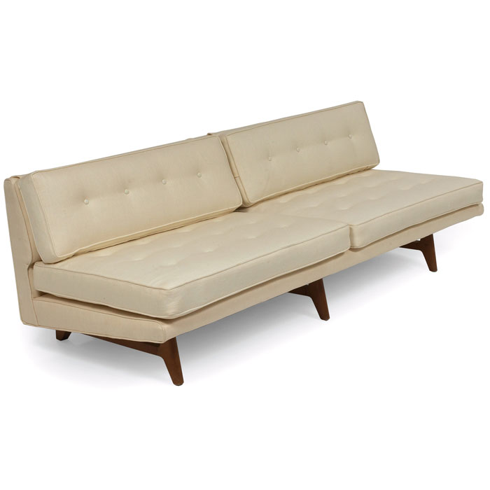 Appraisal: Edward Wormley sofa daybed by Dunbar bleached mahogany frame attached