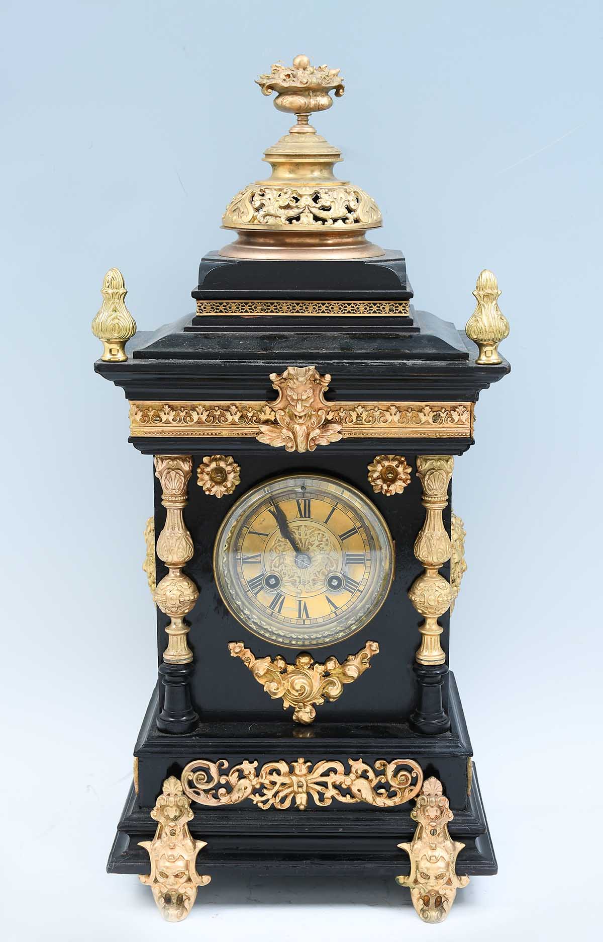 Appraisal: LENZKIRCH ORMOLU MOUNTED EBONIZED MANTLE CLOCK Serial Signed on the