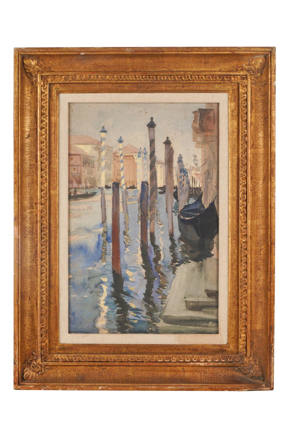 Appraisal: HENRY GEORGE KELLER - VENETIAN CANALSwatercolor on paper signed lower