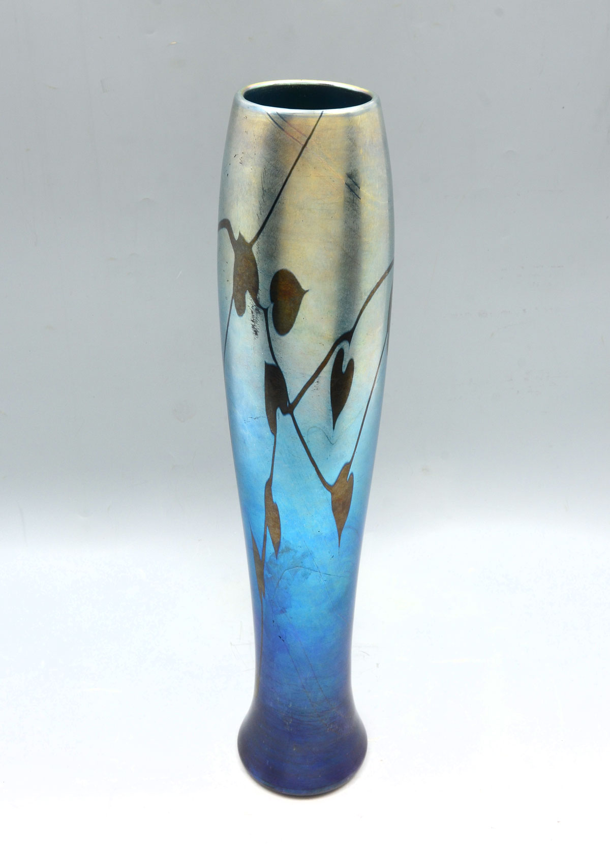 Appraisal: LARGE BLUE L C TIFFANY FAVRILE ART GLASS VASE Tall