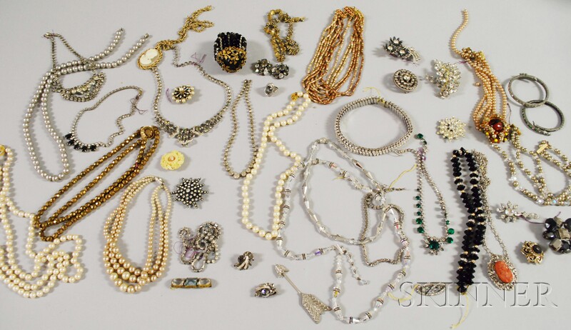 Appraisal: Large Group of Costume Pearl and Rhinestone Jewelry including multiple