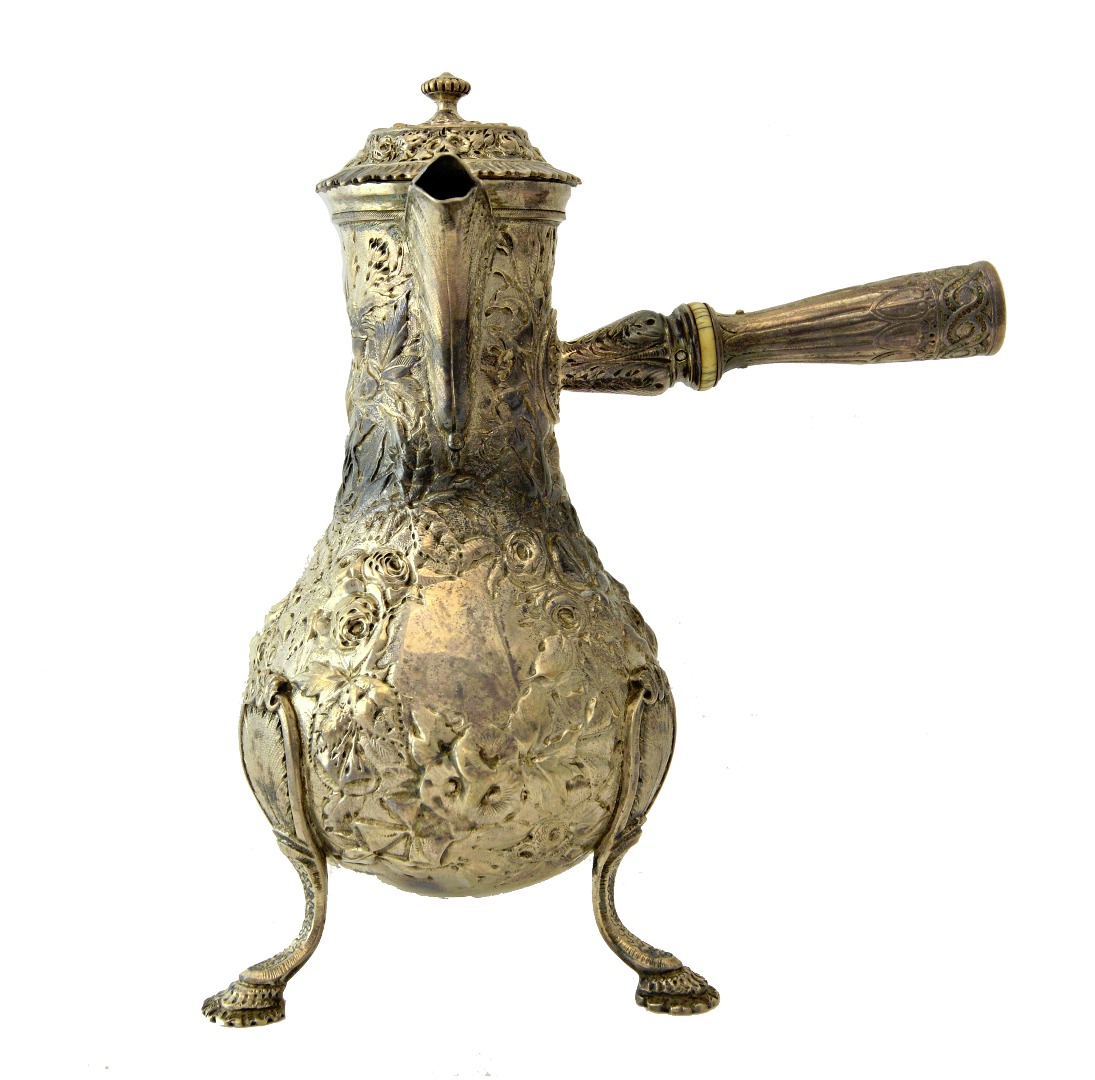 Appraisal: An American chocolate pot of baluster form the body with