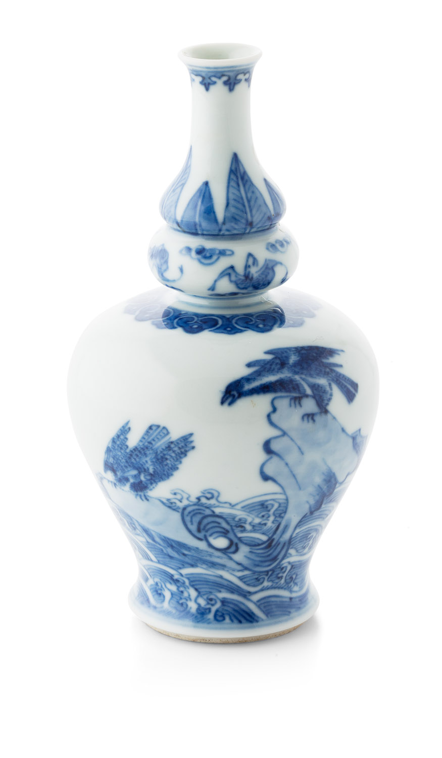 Appraisal: SMALL BLUE AND WHITE DOUBLE GOURD VASE KANGXI SIX CHARACTER