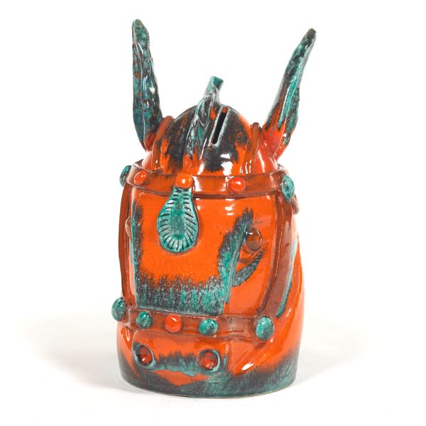 Appraisal: ITALIAN MCM GLAZED MAJOLICA MULE HEAD BANK x x Large