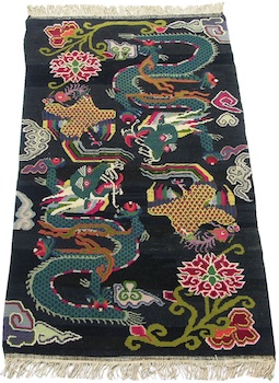 Appraisal: Chinese Design Decorative Carpet Probably Tibetan Extremely dense medium thick