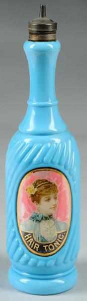 Appraisal: Reverse on Glass Hair Tonic Bottle Description Beautiful image of