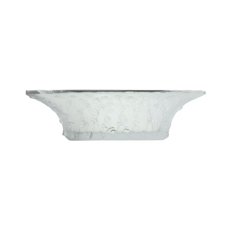 Appraisal: Lalique Roses Square Bowl Lalique crystal flower series the sides