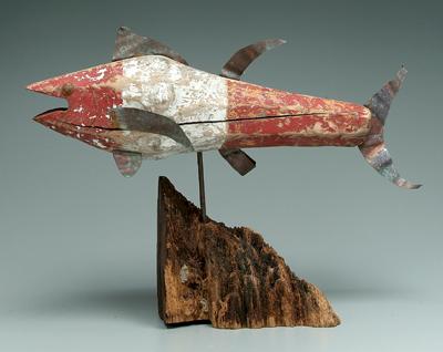 Appraisal: Carved and painted fish old red and white paint applied