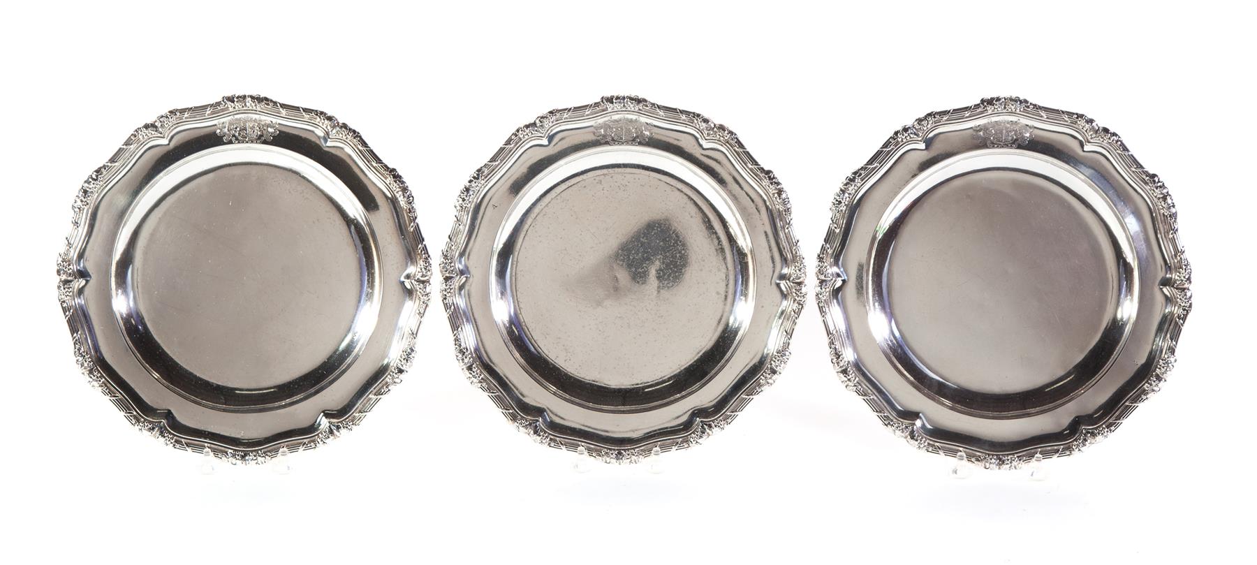 Appraisal: THREE ENGLISH SILVER PLATES London hallmarks maker's marks for Benjamin