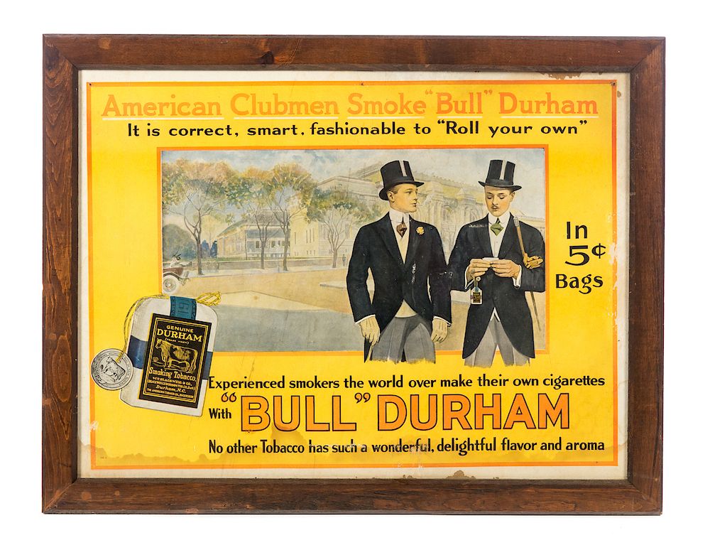 Appraisal: American Clubmen Bull Durham Advertising Poster Measures tall wide Good