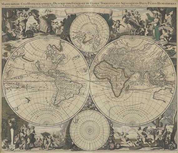 Appraisal: MAP OF THE WORLD -Valck Gerard Mappe-Monde Geo-Hydrographique ou Description